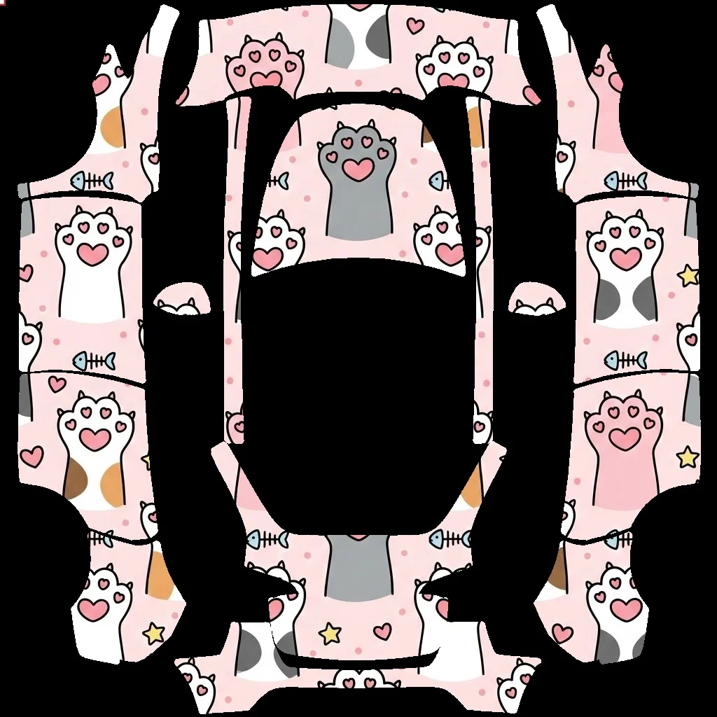 粉色猫爪爱心鱼骨